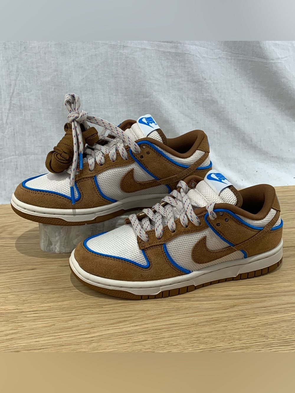 *NEW* Nike Dunk Low Retro Premium Youth Kid’s 3.5 Light British Tan Blue Shoes